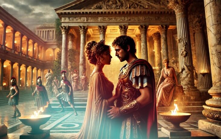 Aeneas ve Kraliçe Dido, Kartaca sarayında tutkulu bir aşk yaşarken. Ancak, tanrıların kaderine yön vermesiyle Aeneas, Dido’yu terk etmek zorunda kalır.